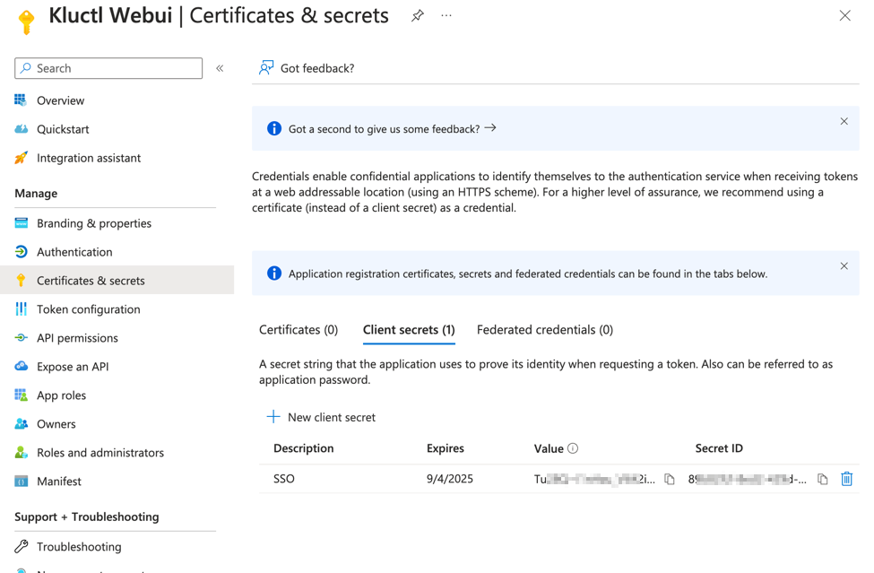 Azure App registration’s Secret